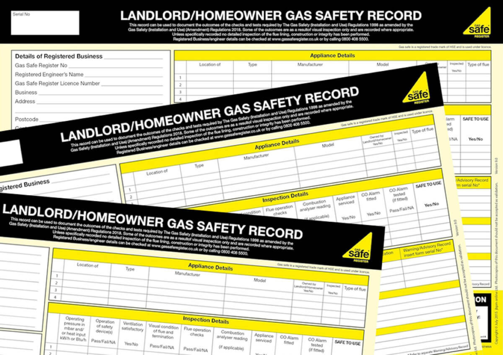 Image of several landlord safety certificates 