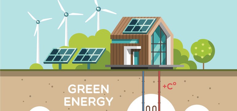 illustration representing green energy heating solutions 